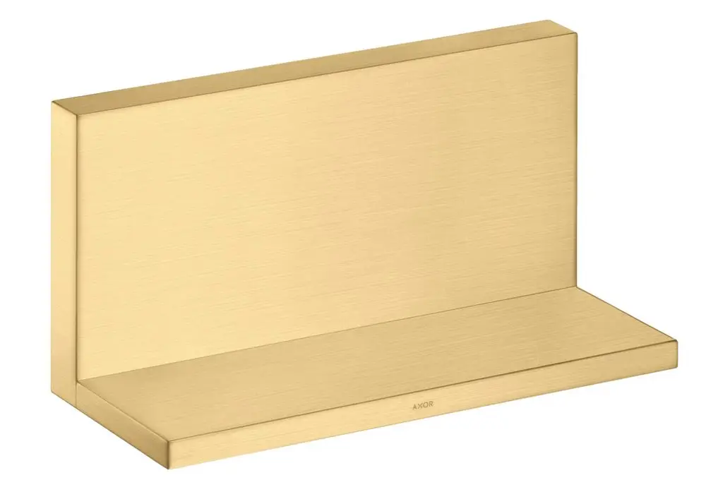 Ablage mit einer geschlossenen, flachen Oberfläche in gebürstetem Gold-Finish. Auf der Oberseite ist das AXOR-Logo zu sehen.